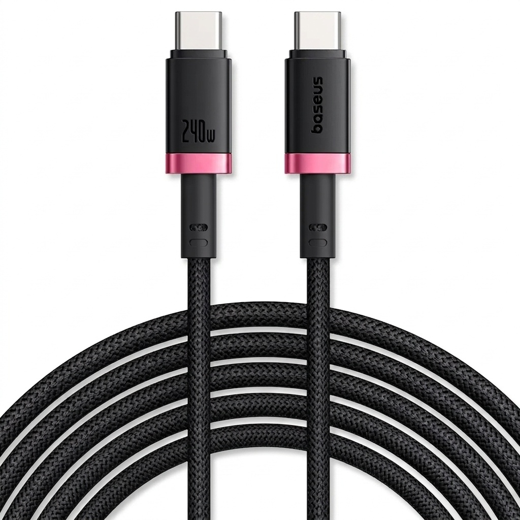 کابل USB-C بیسوس Dura Series 240 وات با بدنه آلومینیومی