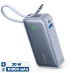 Anker 30W Power Bank A1259 with 10000mAh capacity and built-in USB-C cable