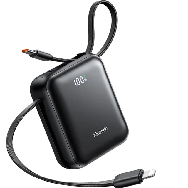 پاوربانک مک دودو MC-862 ظرفیت ۱۰۰۰۰ با کابلهای متصل USB-C و لایتنینگ